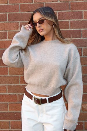 Can't Help Falling Knit Sweater Beige