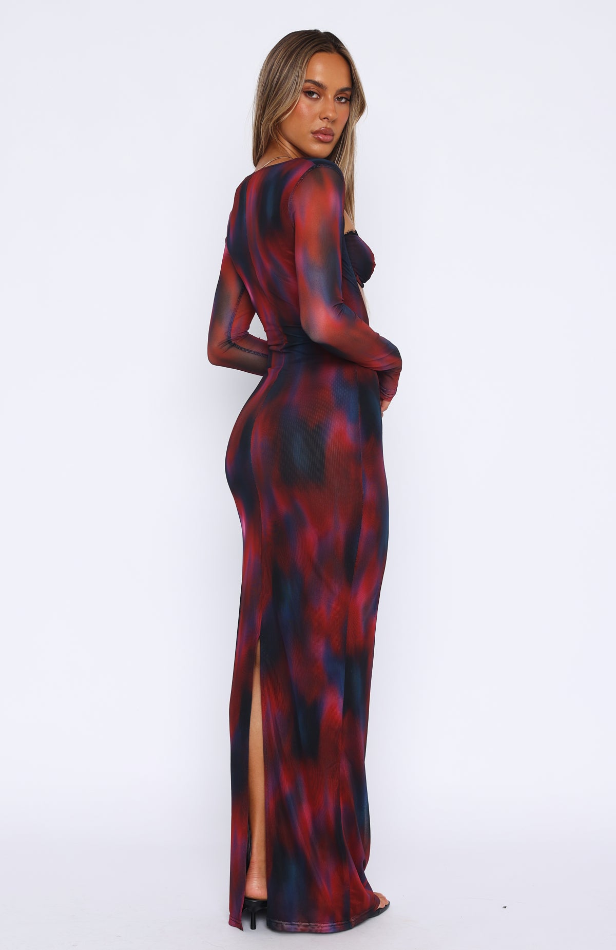 Let Me Think Long Sleeve Maxi Dress Raspberry Rhapsody - Image 4