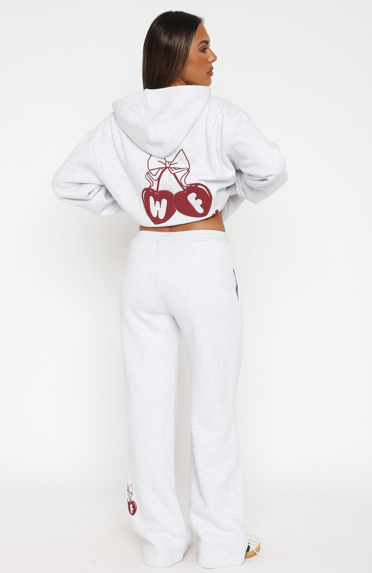 Feel The Love Wide Leg Sweatpants Grey Marle - Image 4