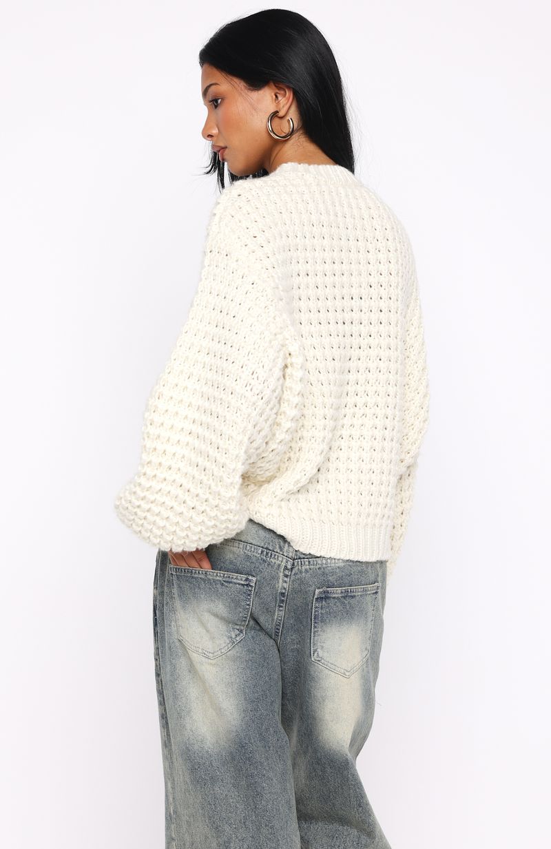 Pure Comfort Knit Sweater Cream - Image 4