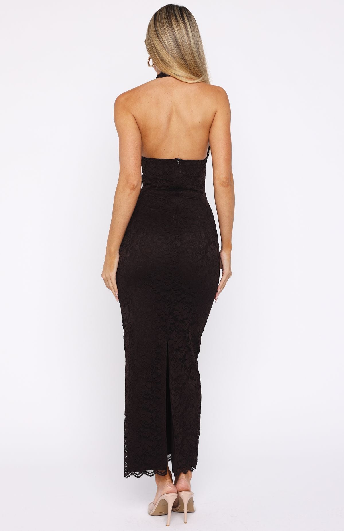 Destiny Lace Maxi Dress Chocolate - Image 4
