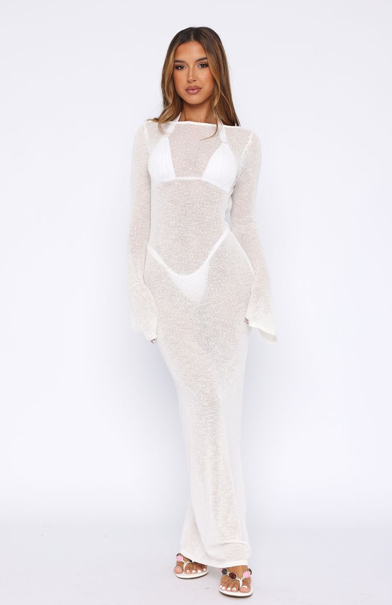 Malta Mermaids Long Sleeve Maxi Dress White - Image 3