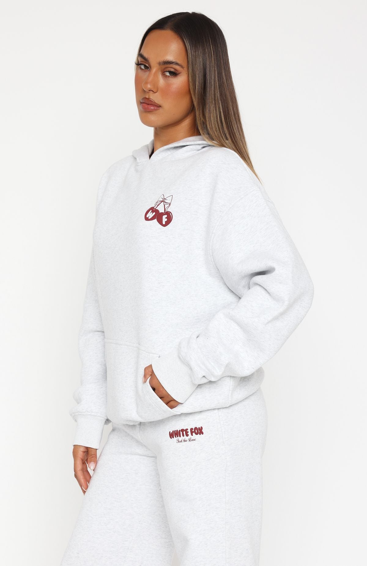 Feel The Love Oversized Hoodie Grey Marle - Image 3