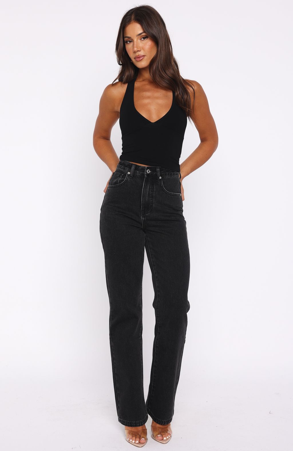 Alyssa High Rise Straight Leg Jeans Black Acid - Image 2