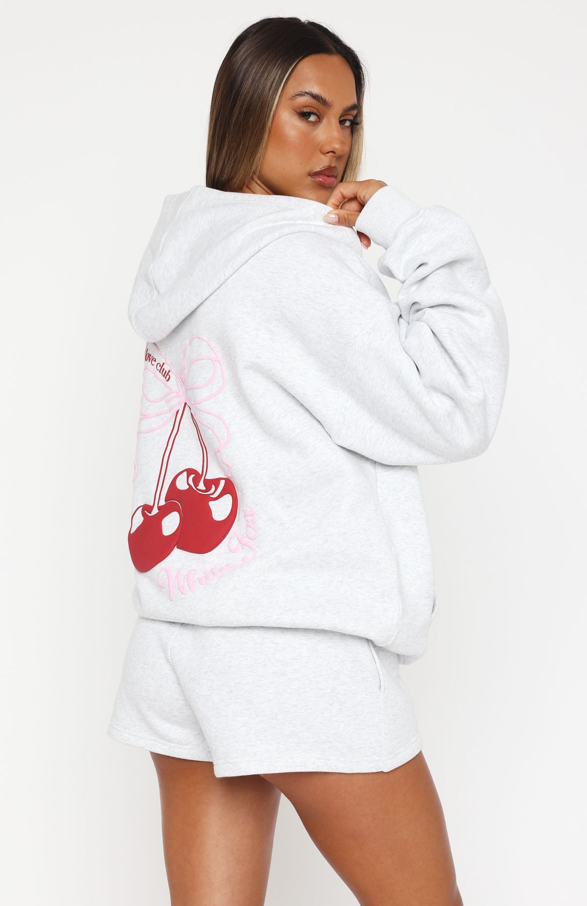 Fell So Hard Zip Front Hoodie Grey Marle - Image 4