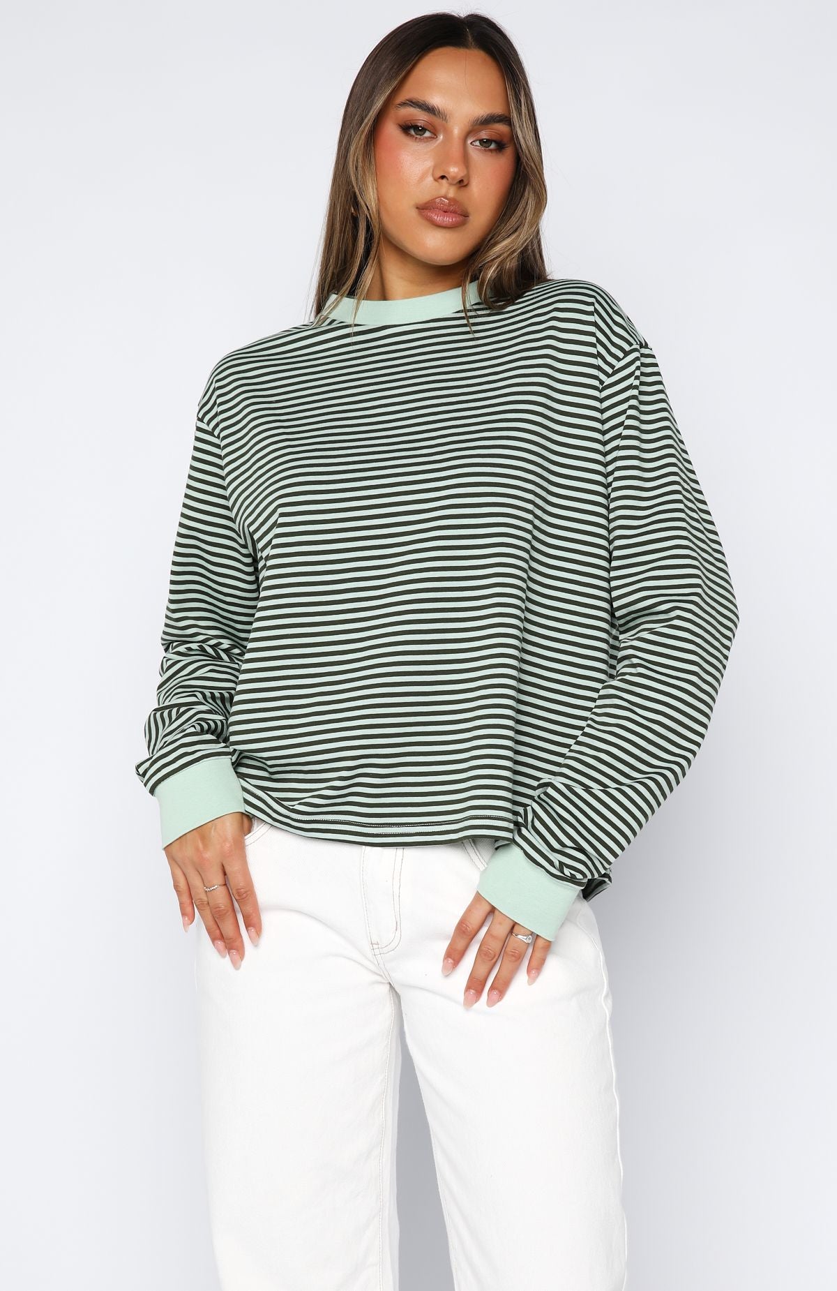 Touchdown Long Sleeve Tee Green Stripe - Image 2