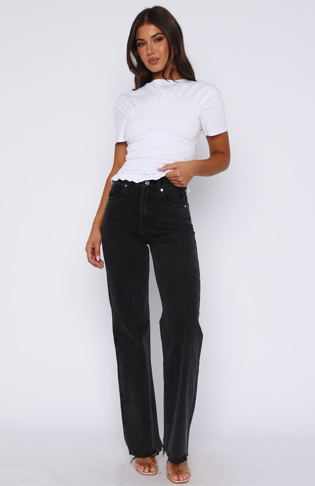 Alana High Waisted Straight Leg Jeans Black Acid - Image 2