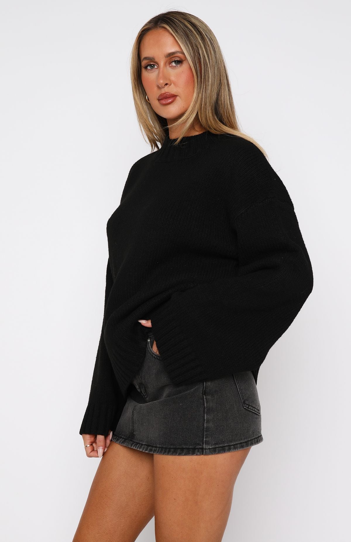 Winter's Chill Knit Sweater Black - Image 3