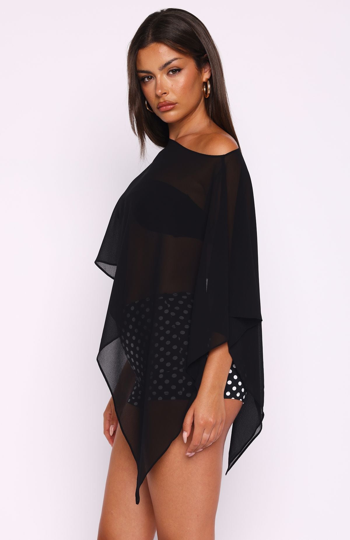 Feeling The Vibe Poncho Top Black - Image 3