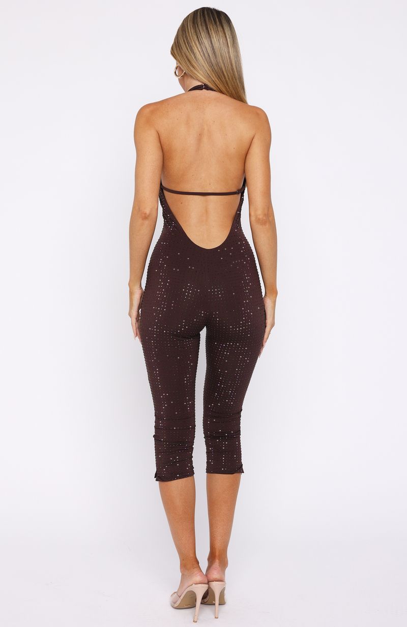 Retrograde Romance Embellished Jumpsuit Chocolate - Image 5