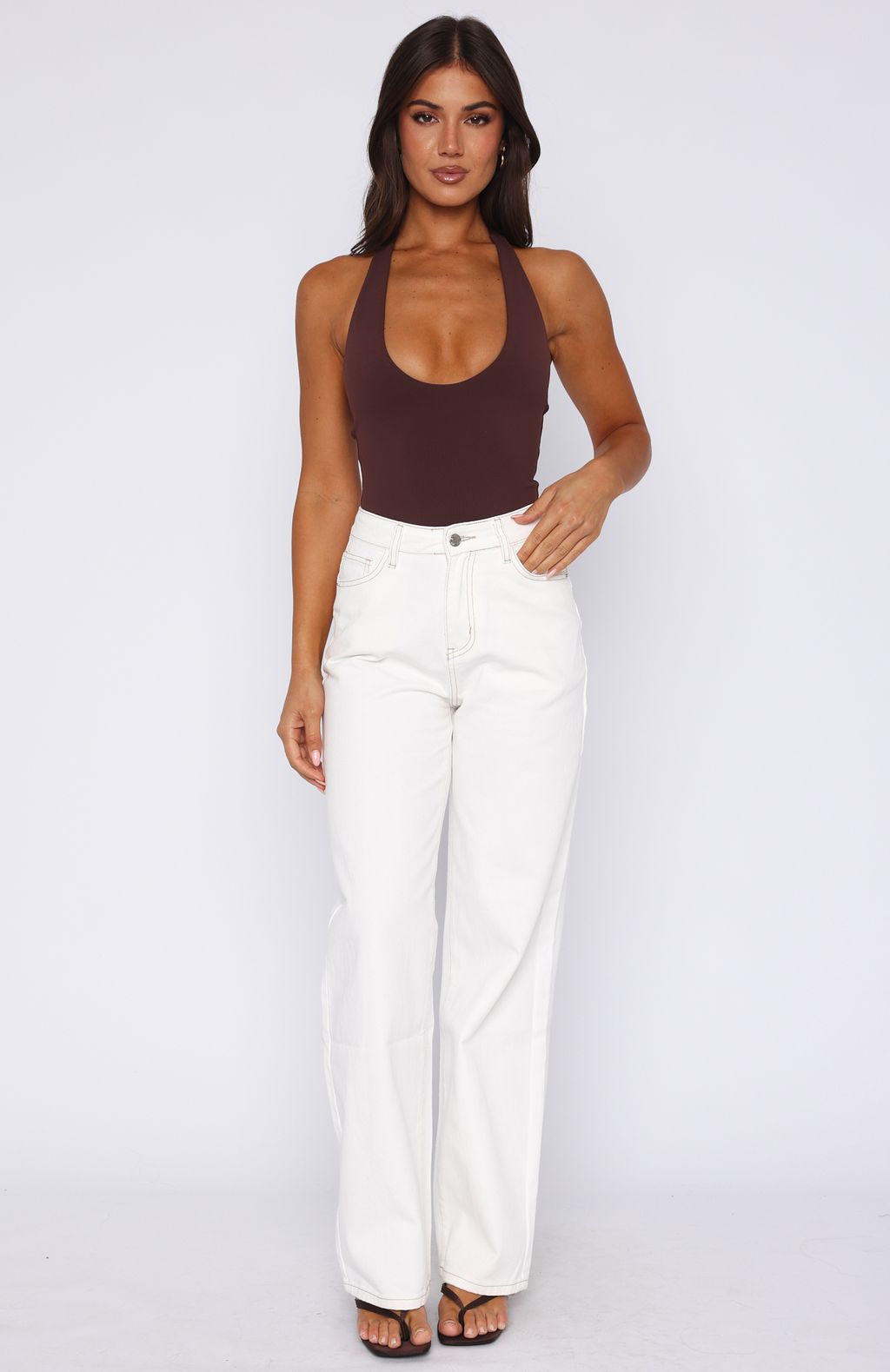 Bring The Style High Rise Wide Leg Jeans Off White - Image 2