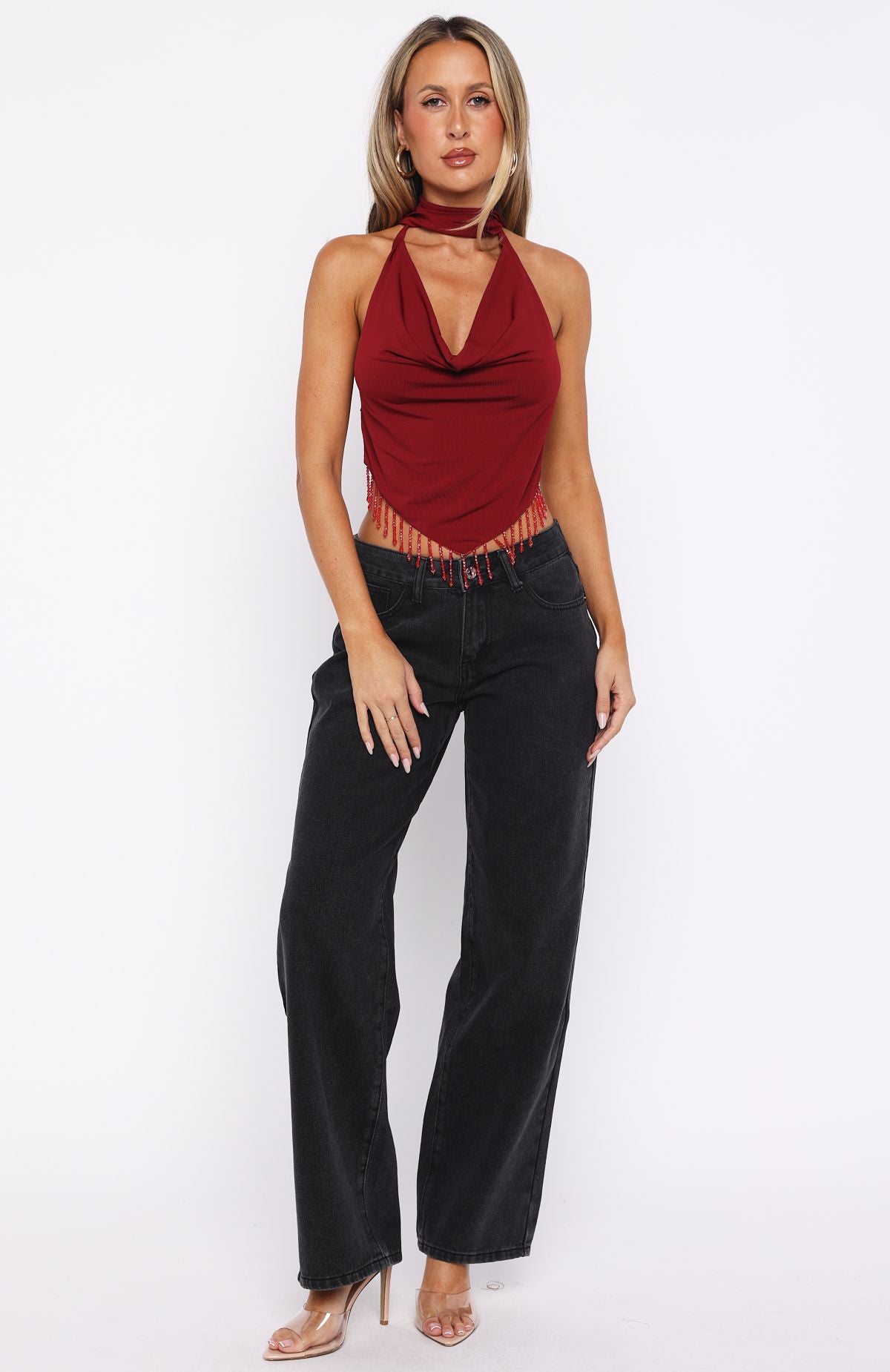 Eyes For You Halter Top Dark Red - Image 5