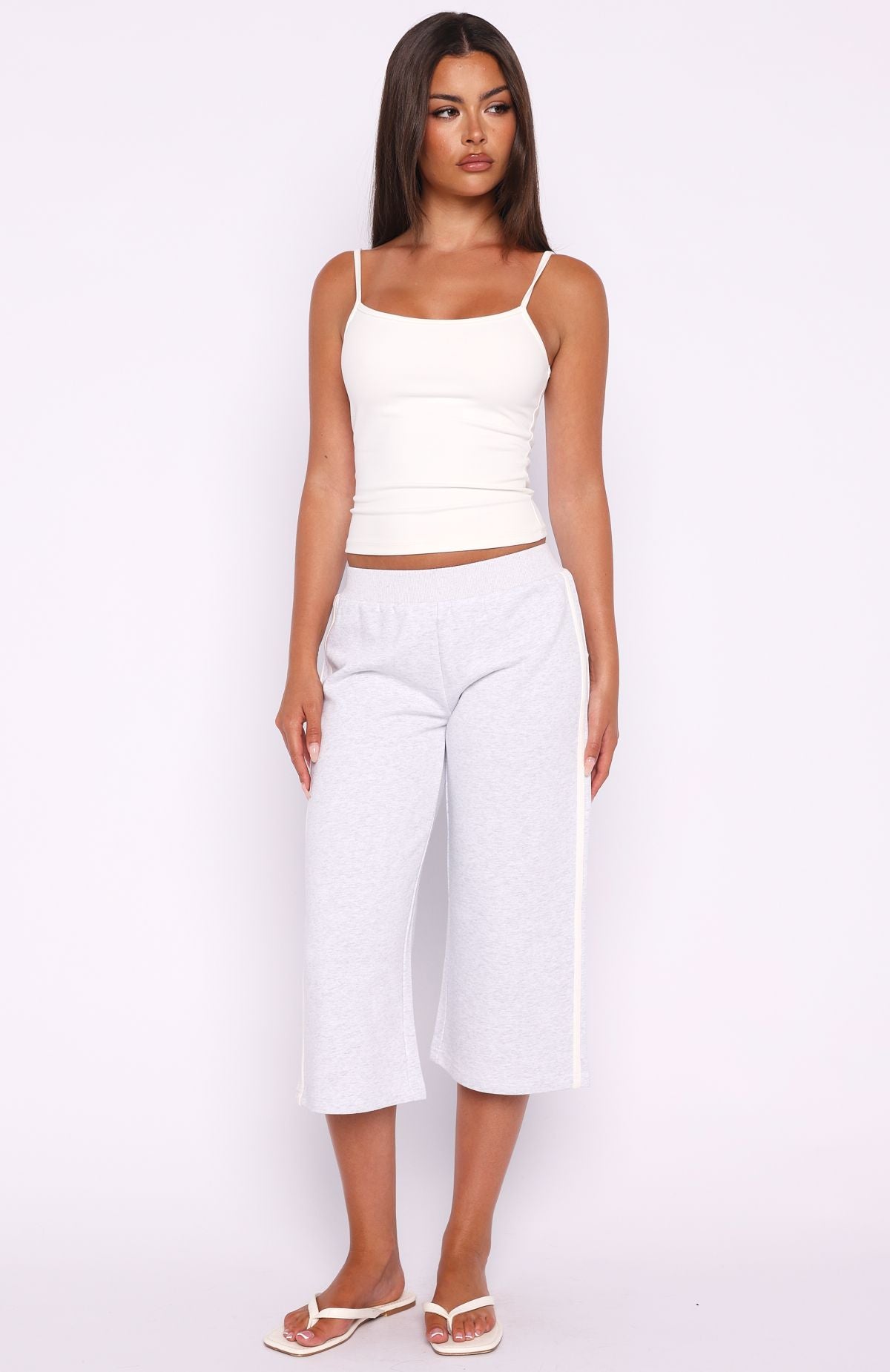 Stuck In A Daze Capri Track Pants Grey Marle - Image 2