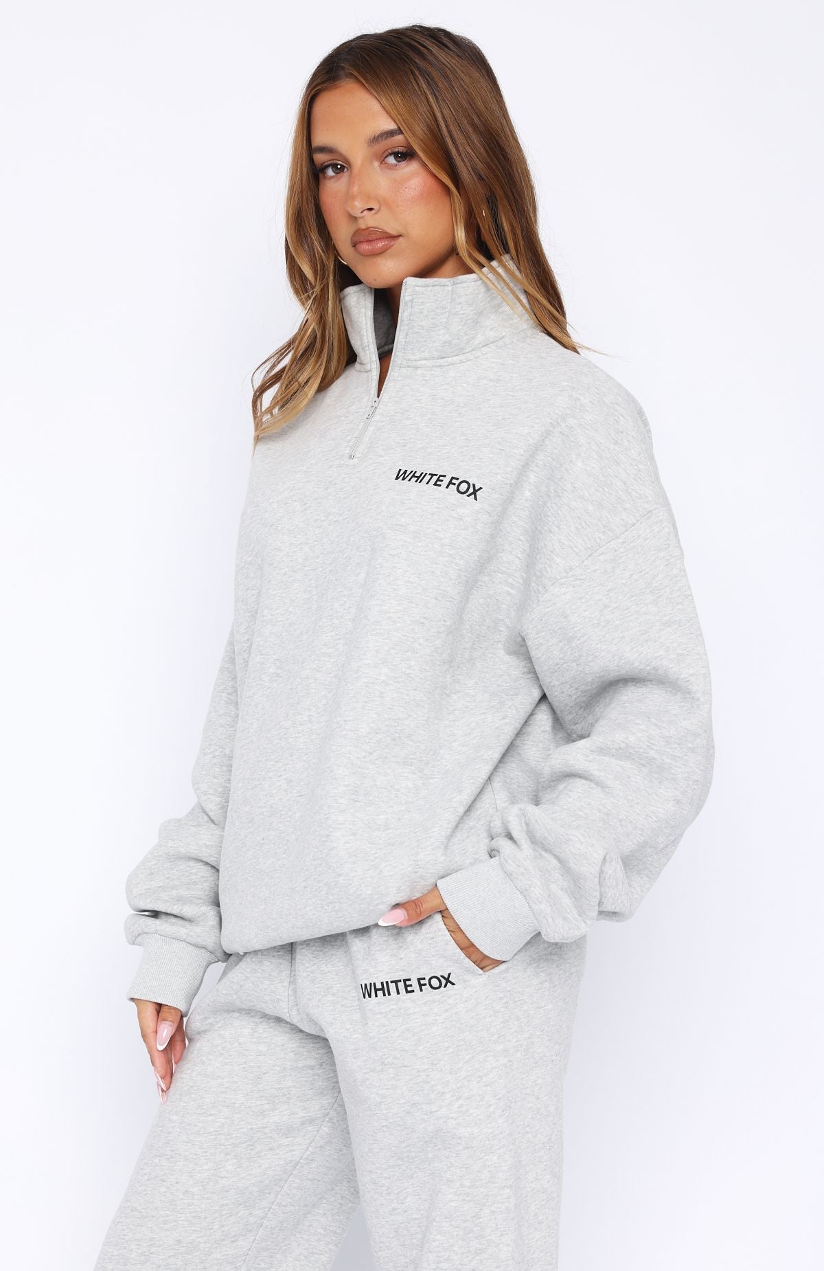 Core Classic Zip Front Sweater Dark Grey Marle - Image 3