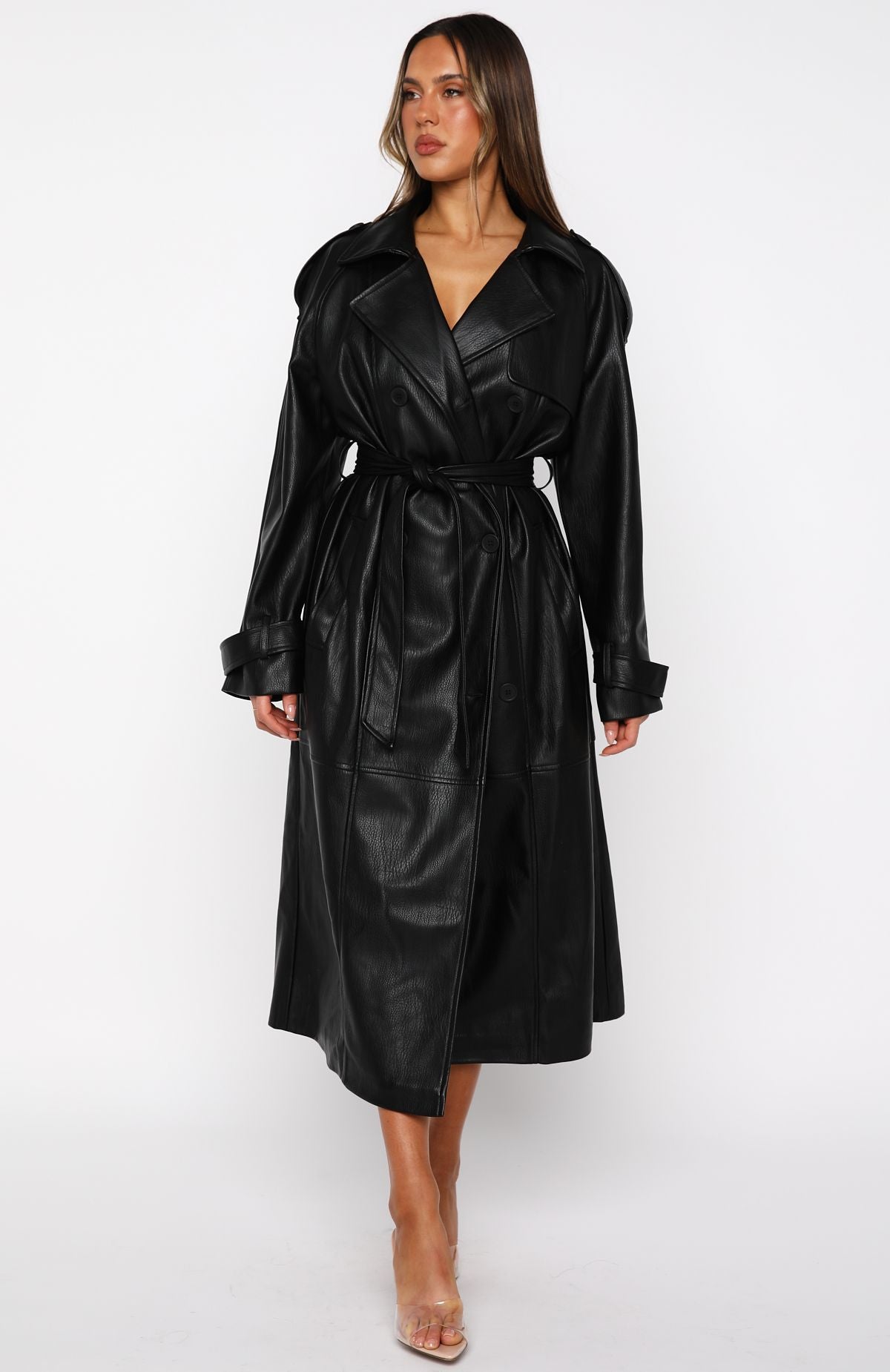 Do I Ever Pu Trench Coat Black - Image 2
