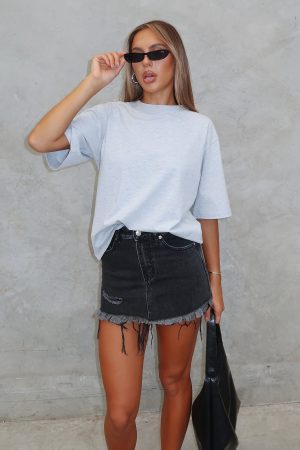Amelia Denim Mini Skirt Black Acid