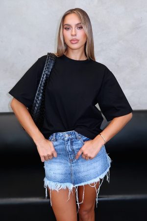 Amelia Denim Mini Skirt Mid Blue Acid