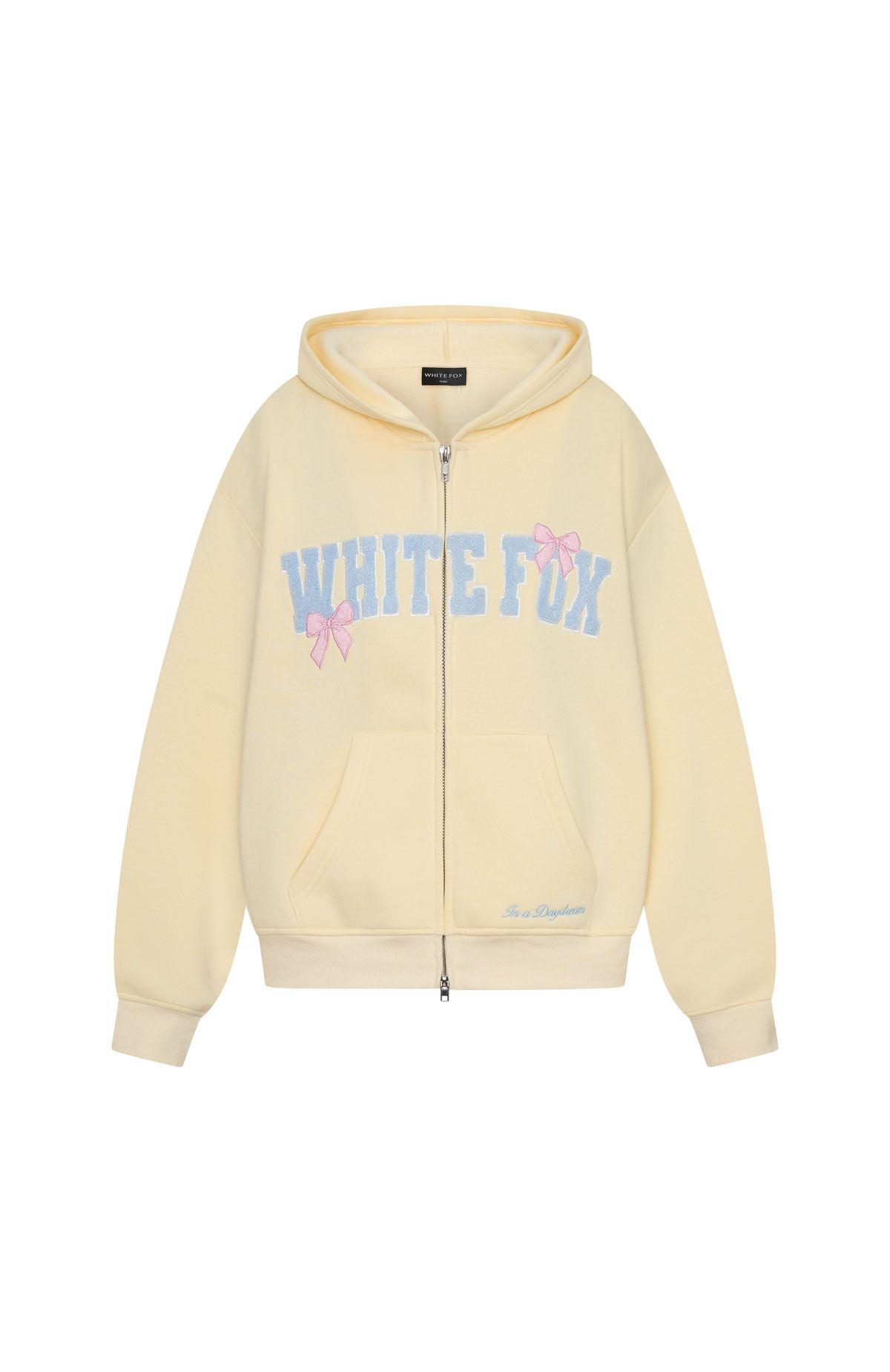Daydreamers Madeline Boxy Zip Front Hoodie Lemon - Image 6