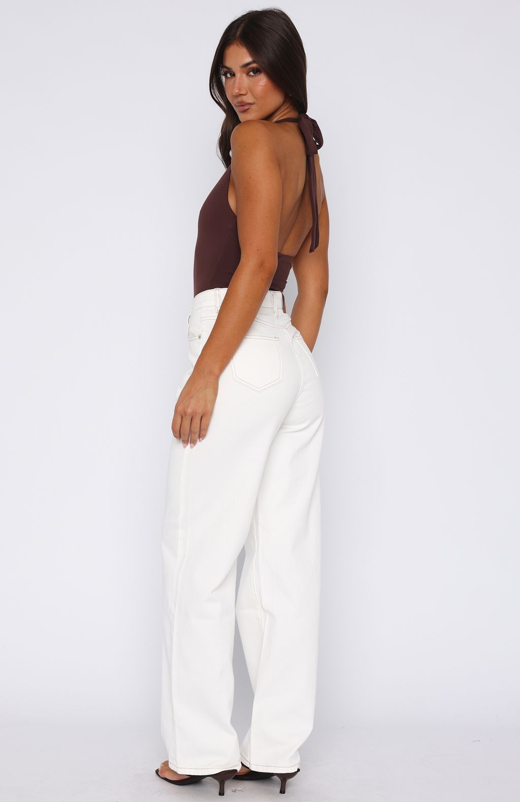 Bring The Style High Rise Wide Leg Jeans Off White - Image 4
