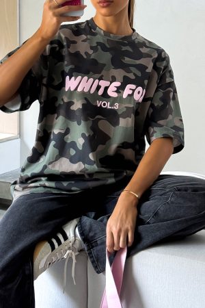 Offstage Printed Oversized Tee Washed Camo