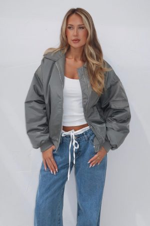 Burning For You Bomber Jacket Khaki