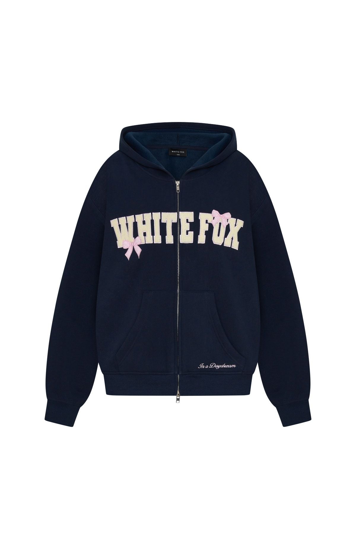 Daydreamers Madeline Boxy Zip Front Hoodie Navy - Image 7