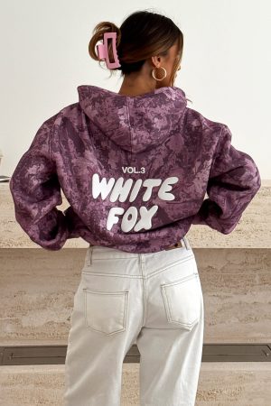 Offstage Printed Oversized Hoodie Berry Floral