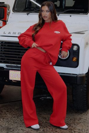 Capsule 9 Rodeo Crew Wide Leg Sweatpants Red