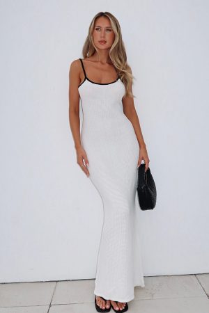 Came A Long Way Crochet Maxi Dress White