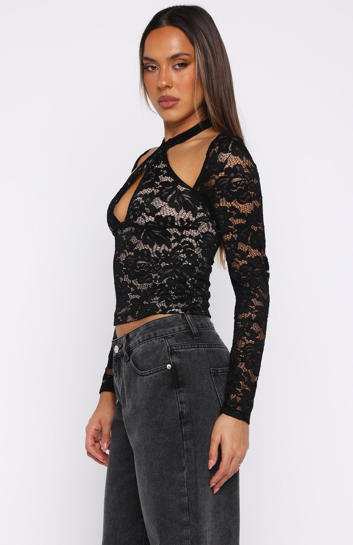 Last Time I Needed You Lace Top Black - Image 3