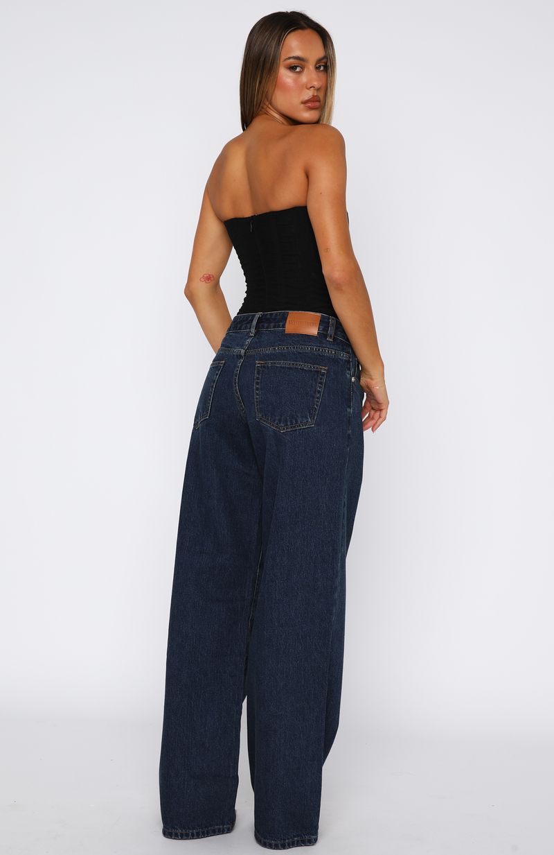 Maeve Low Rise Wide Leg Jeans Dark Blue - Image 4
