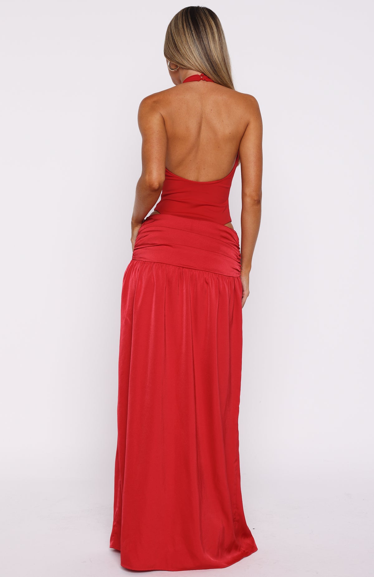 Know Your Power Halter Maxi Dress Deep Red - Image 4