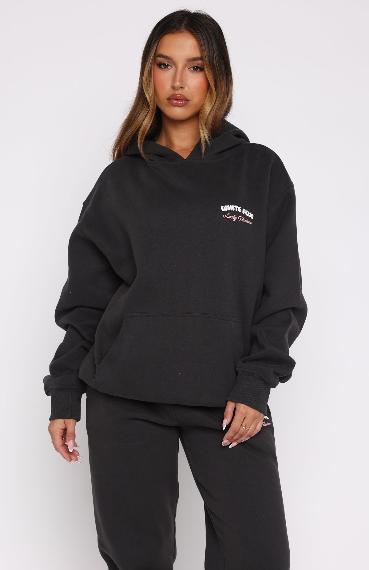 Lucky Thirteen Cheyenne Oversized Hoodie Charcoal - Image 2