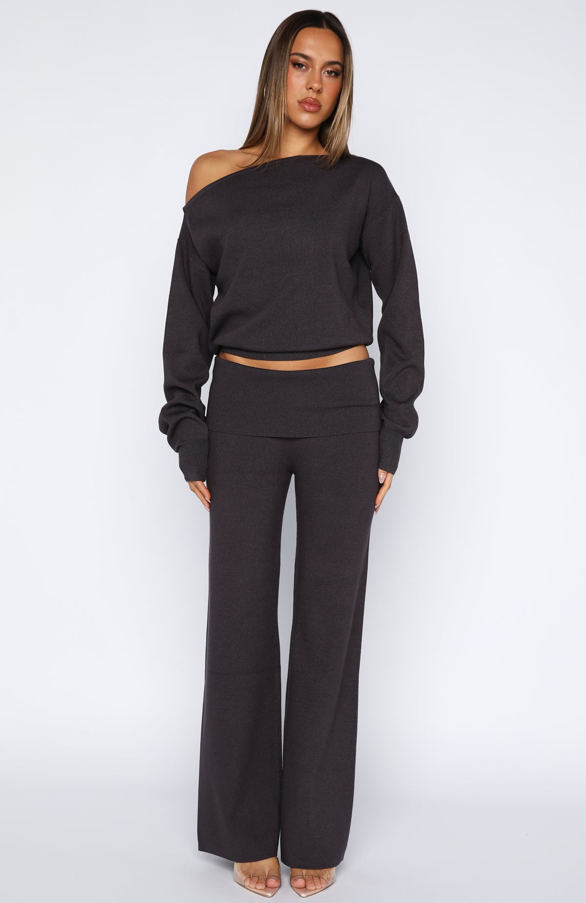 Can't Find The Words Knit Pants Charcoal - Image 2