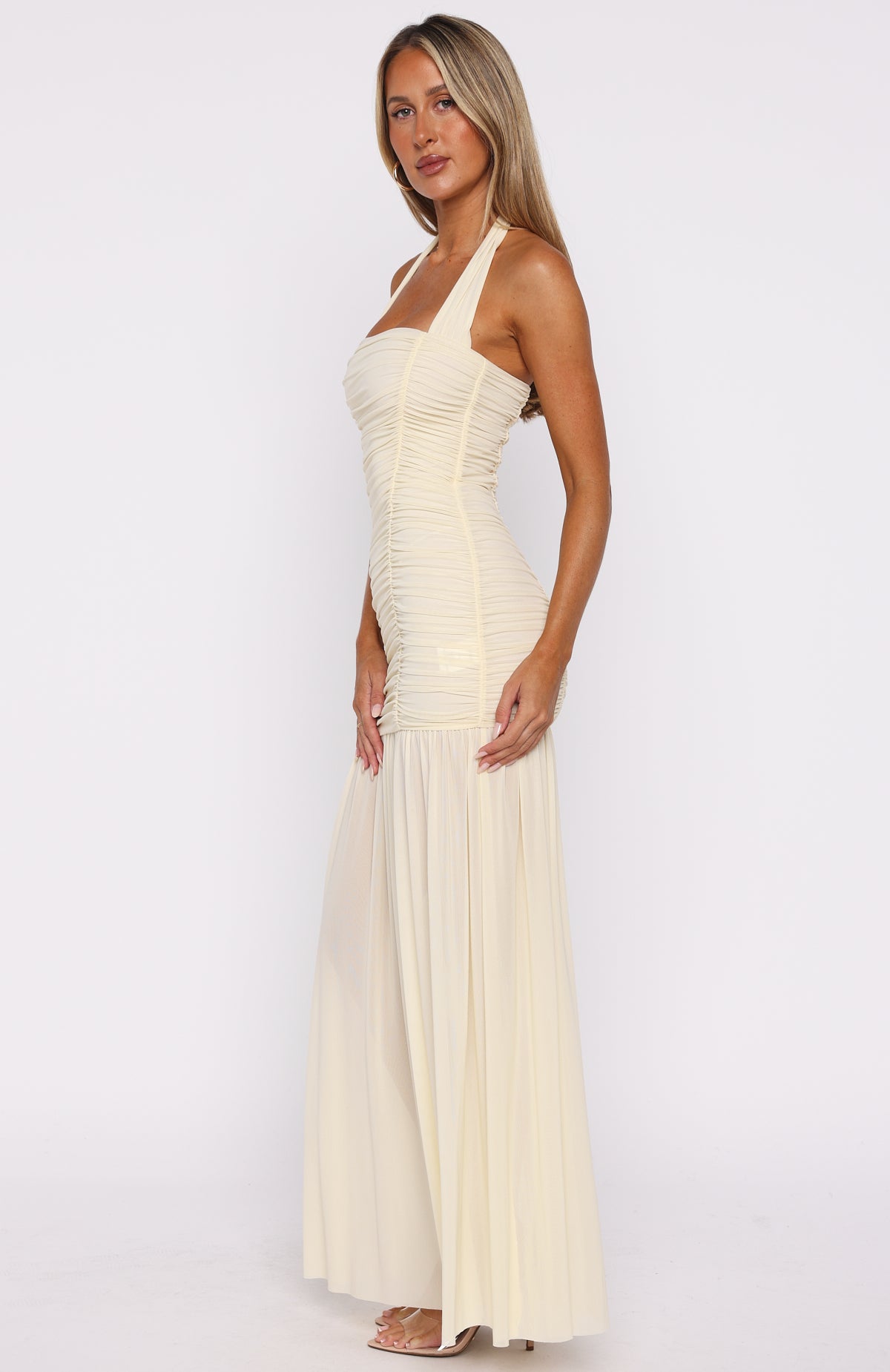 Unbothered Always Halter Maxi Dress Butter - Image 3