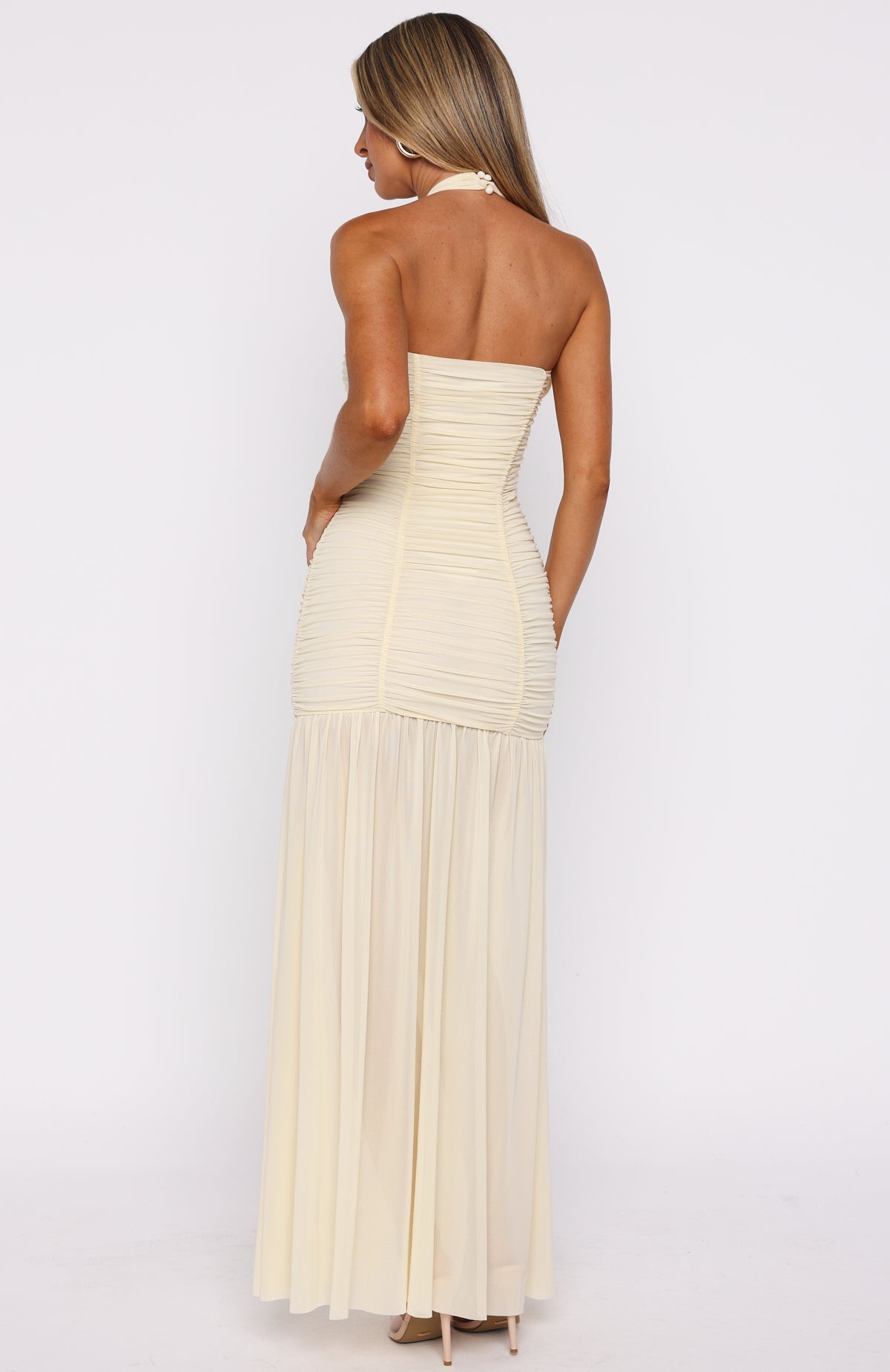 Unbothered Always Halter Maxi Dress Butter - Image 4