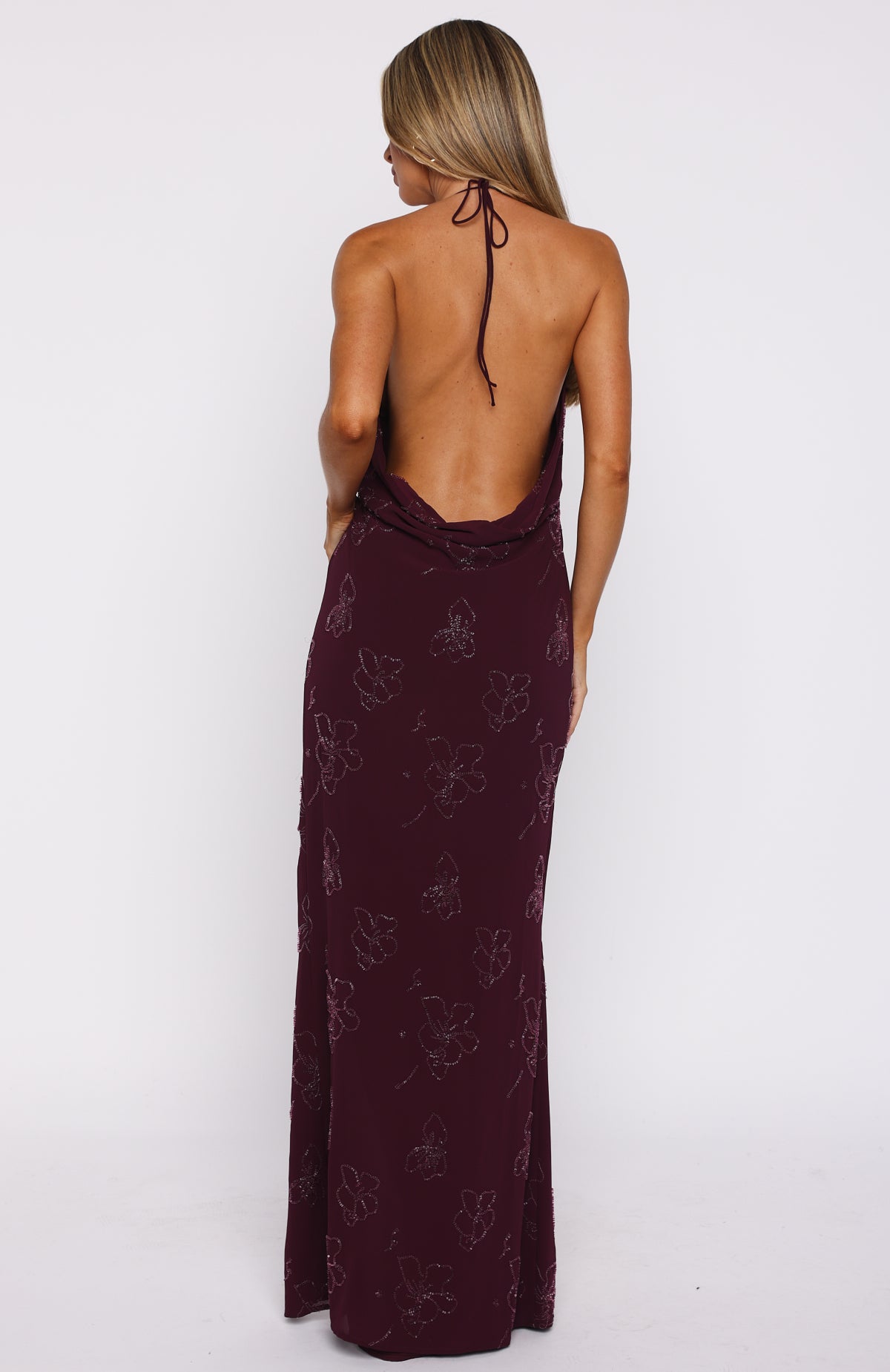 Slow Dancer Beaded Maxi Dress Deep Plum - Image 5