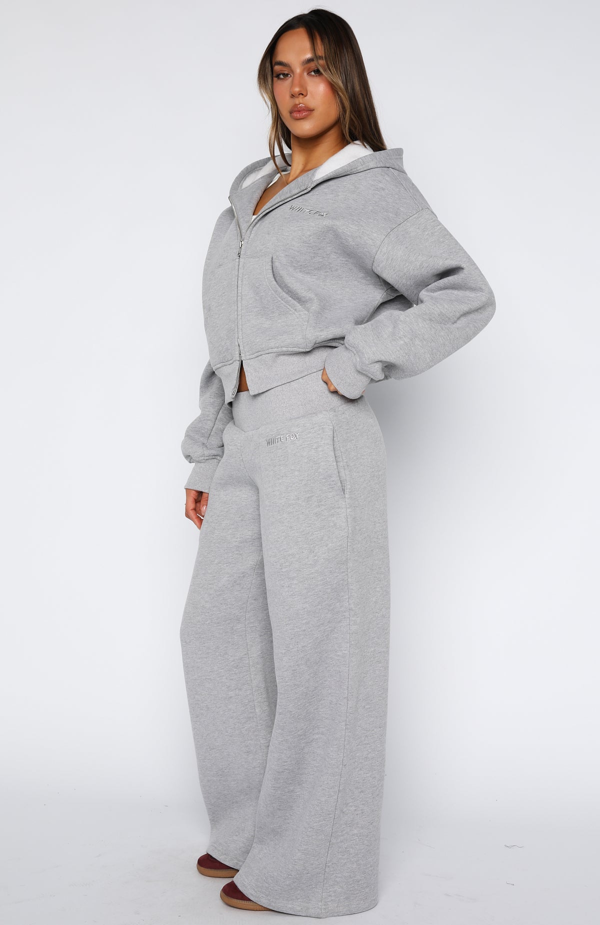 Come A Long Way Wide Leg Sweatpants Grey Marle - Image 4