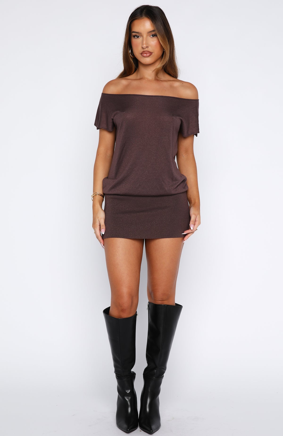 Following My Instincts Mini Dress Chocolate - Image 5