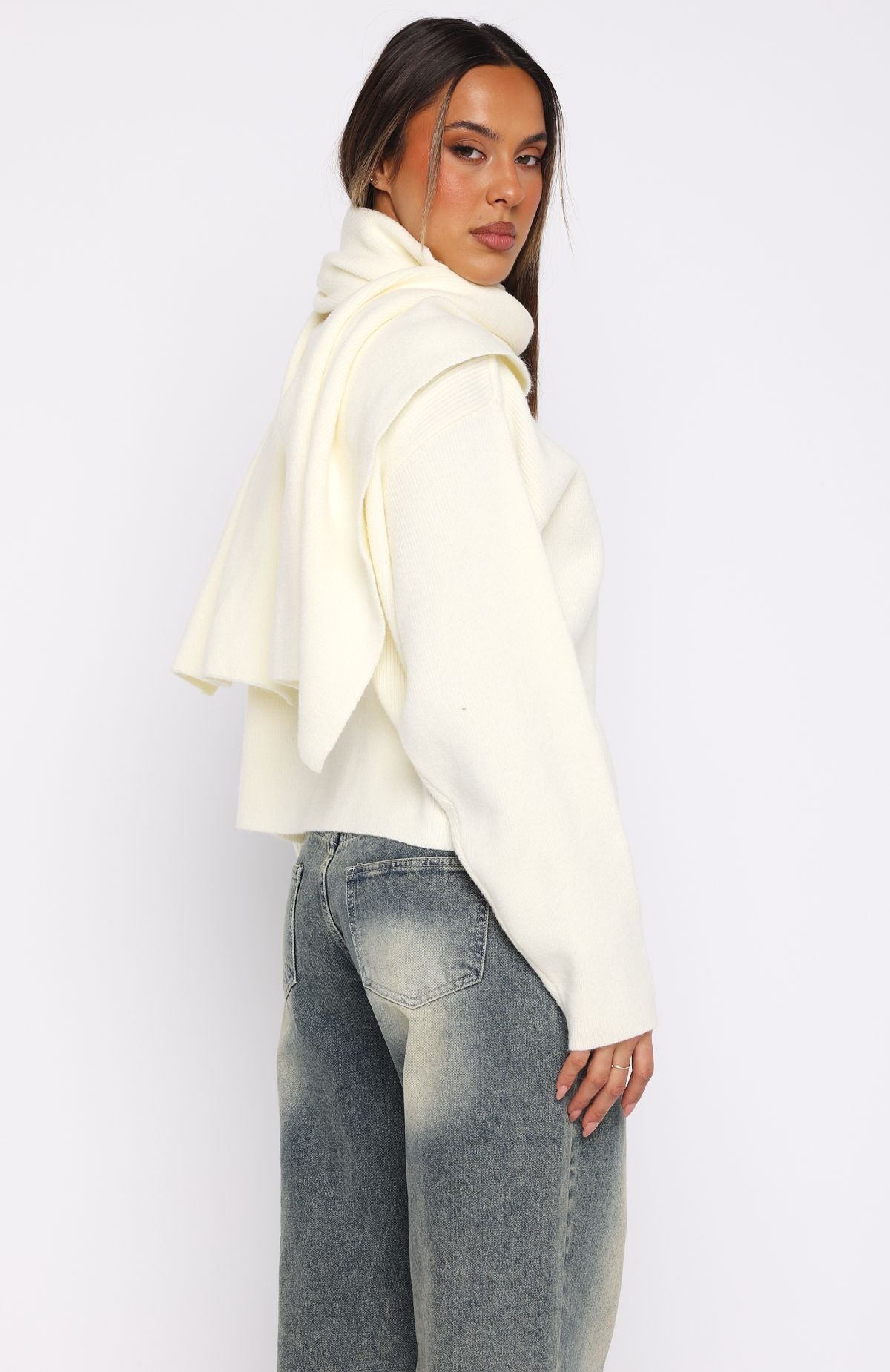 Luxe Layers Knit Sweater Cream - Image 4