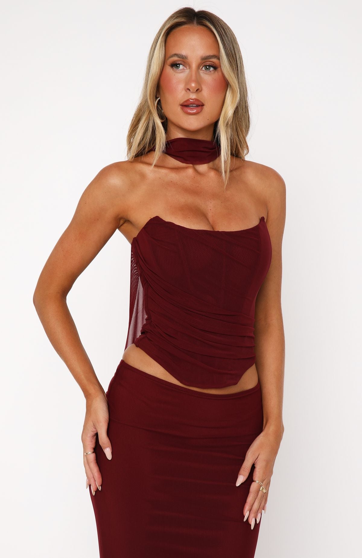 Lovers Lane Strapless Bustier Burgundy - Image 2
