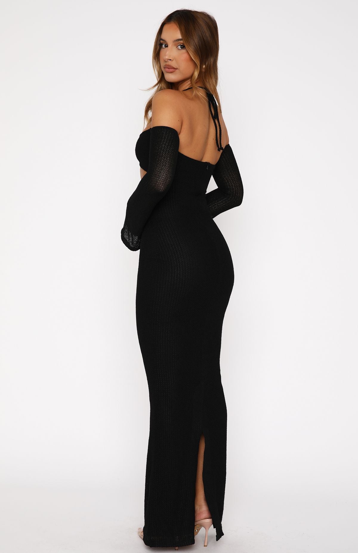 To The Beach Long Sleeve Maxi Dress Black - Image 4
