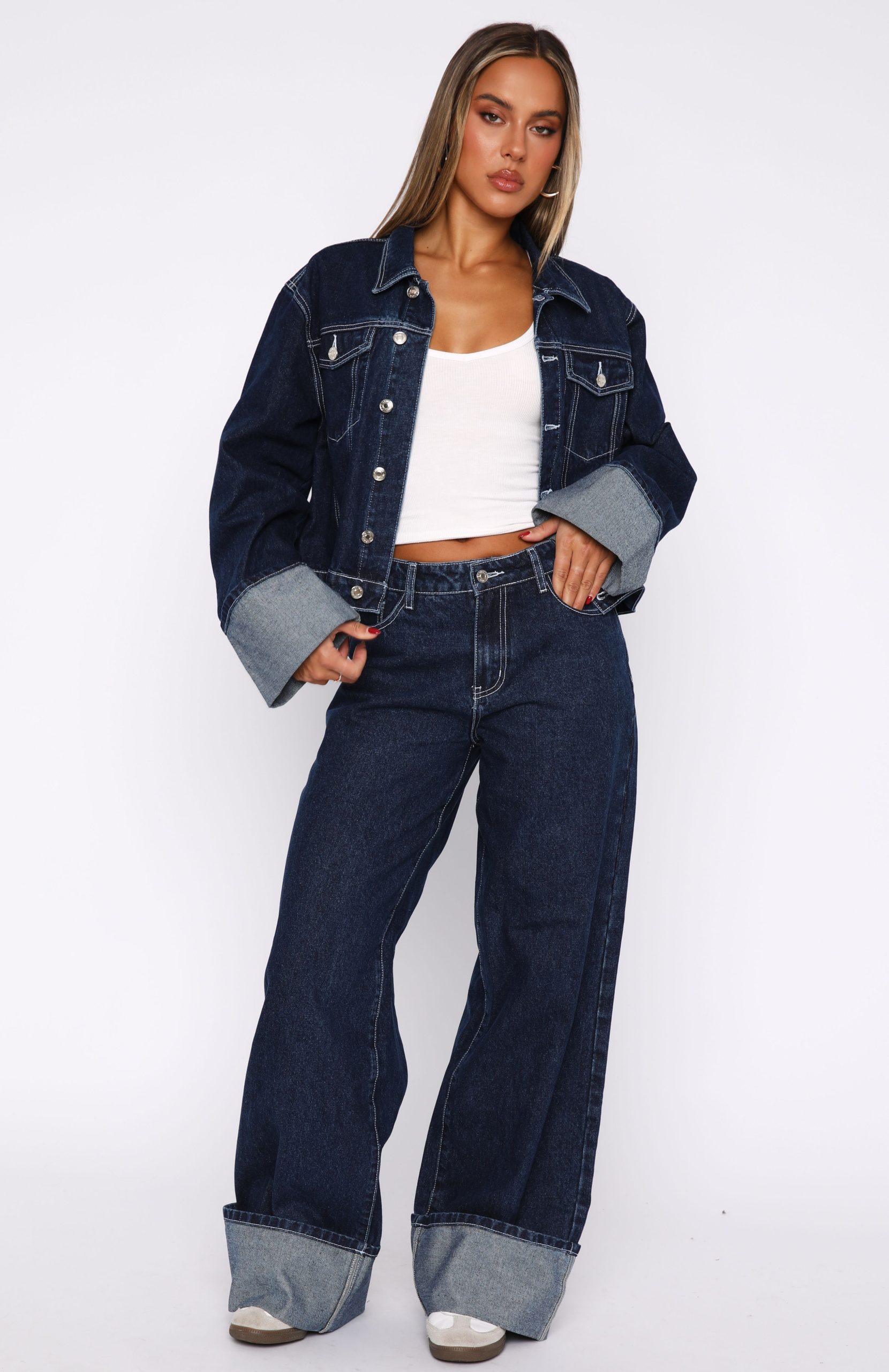 Charlotte Mid Rise Wide Leg Jeans Dark Indigo - Image 5