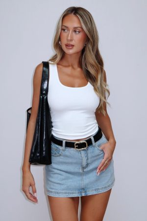 Don't Leave Me Denim Skort Light Blue Wash