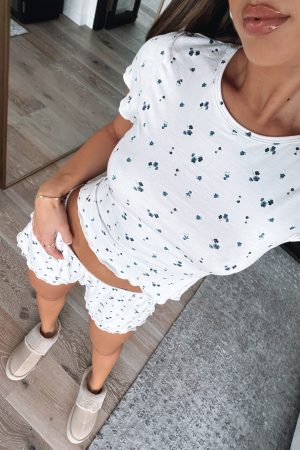 Dreamy Pyjama Top Ditsy Blues