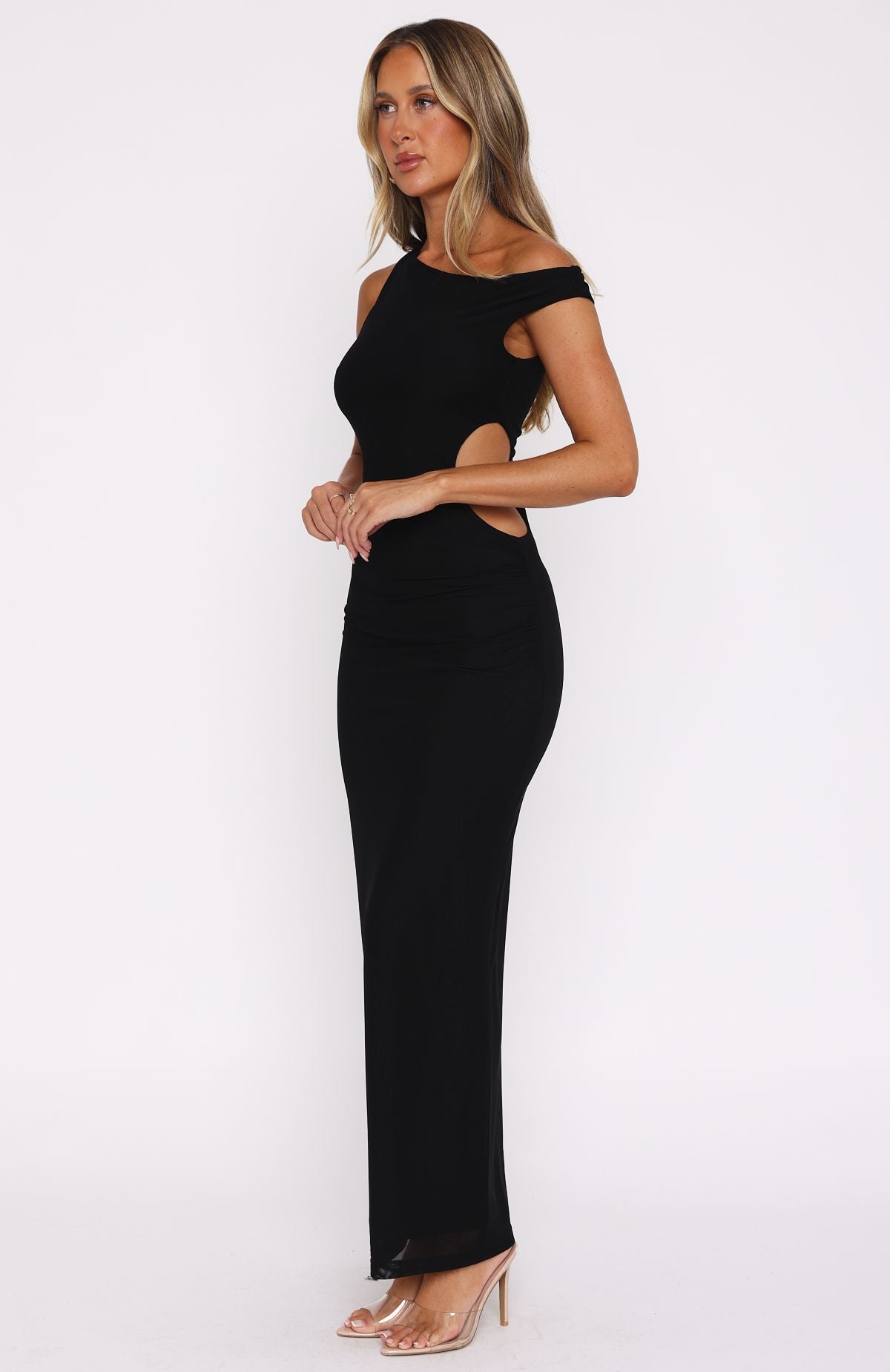 Living For The Weekend Mesh Maxi Dress Black - Image 3
