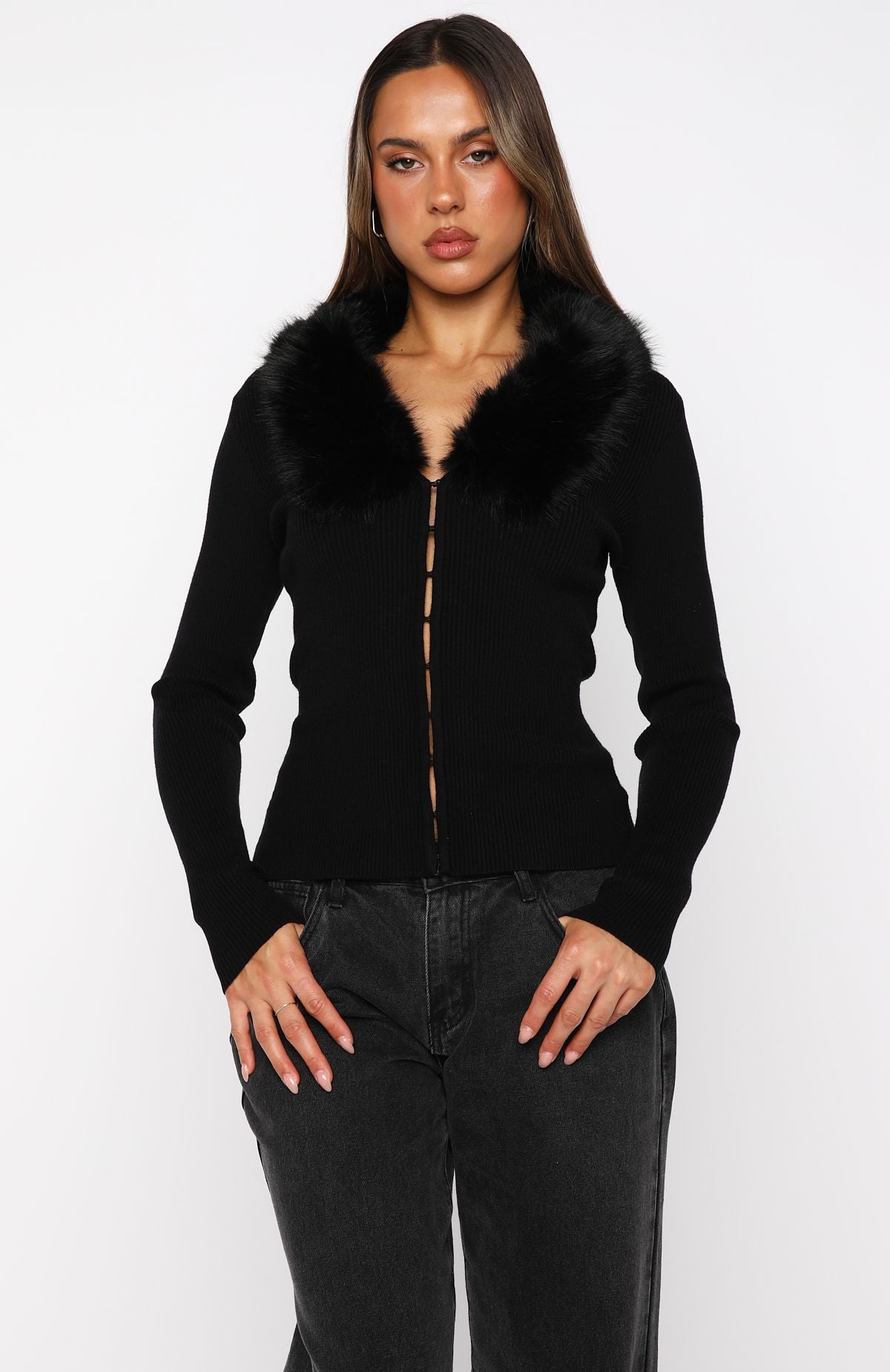 All Bundled Up Knit Cardigan Black - Image 3