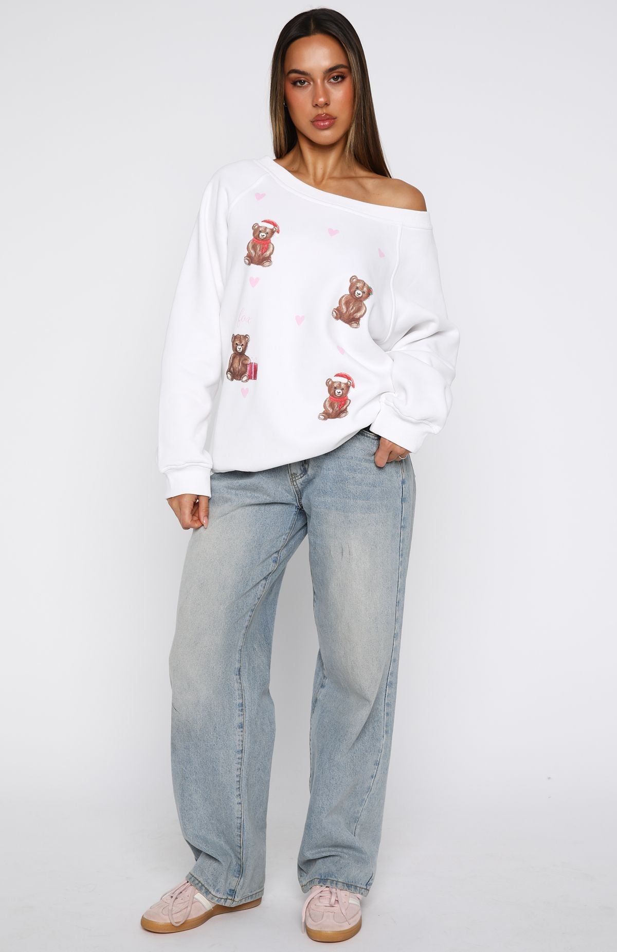 Cuddly Christmas Off Shoulder Sweater White - Image 6
