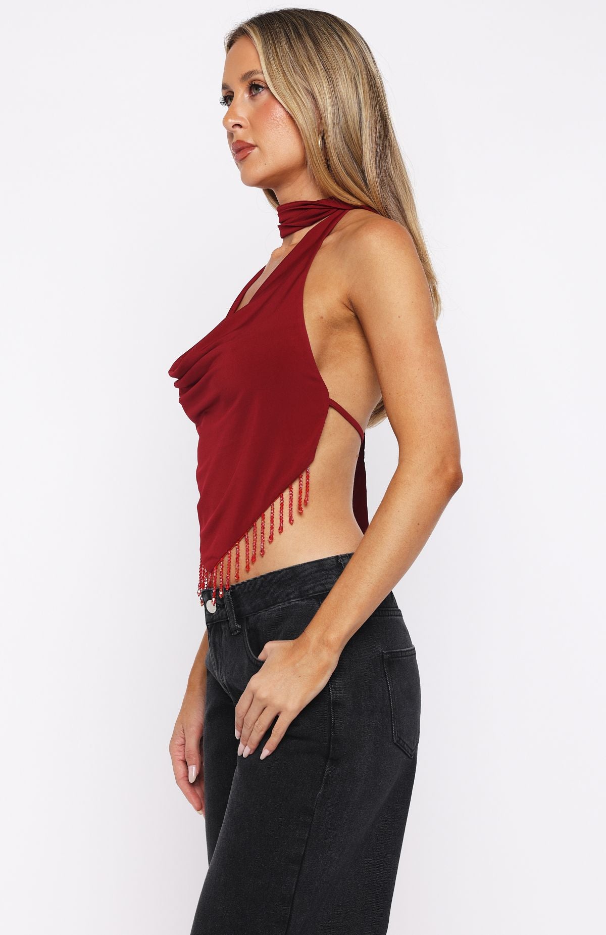 Eyes For You Halter Top Dark Red - Image 4