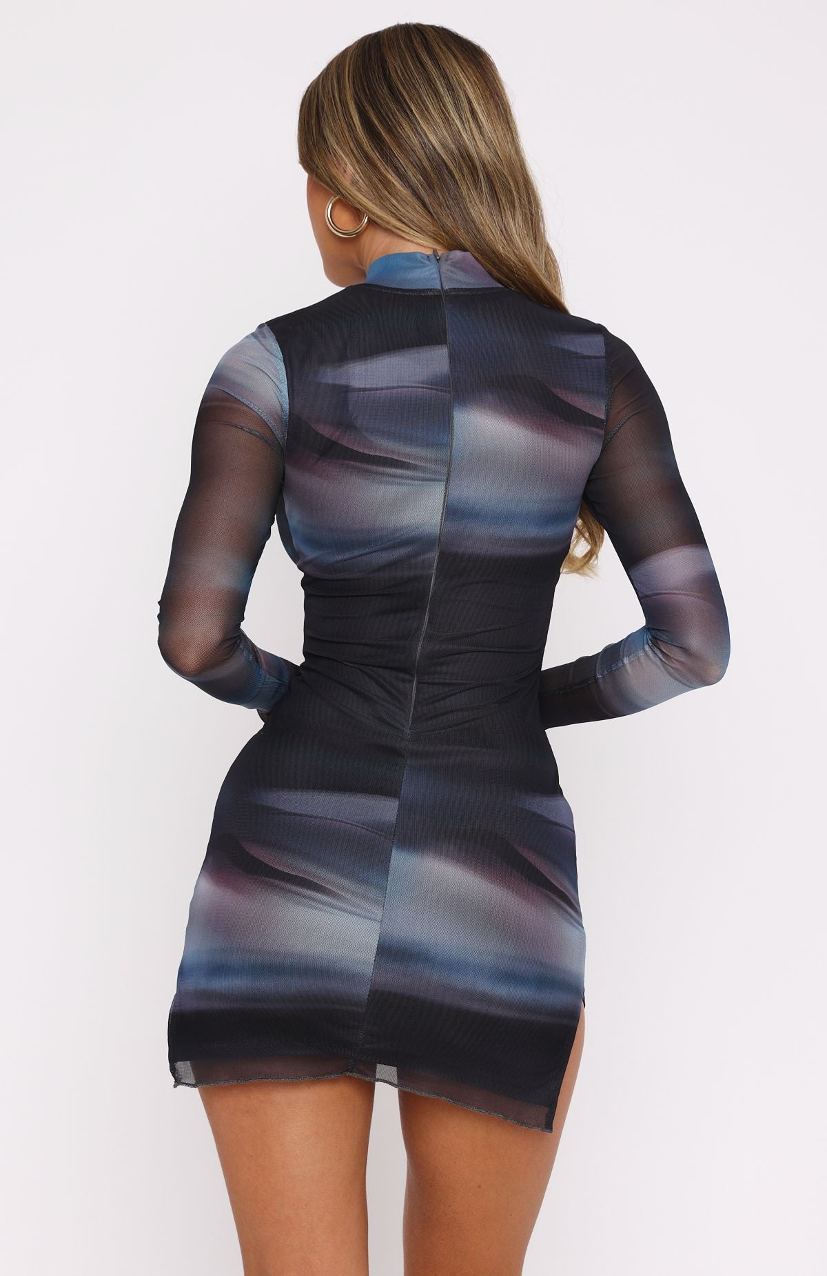 Fatal Attraction Long Sleeve Mini Dress Grey Ombre - Image 4